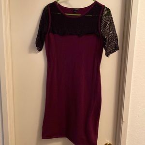 Ann Taylor Lace Elbow Wine colored Sweater